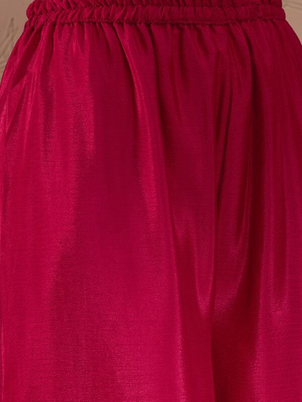 Elegant Pink Embroidered Flared Top Kurta Palazzo Set with Round Neck & Regular Sleeves