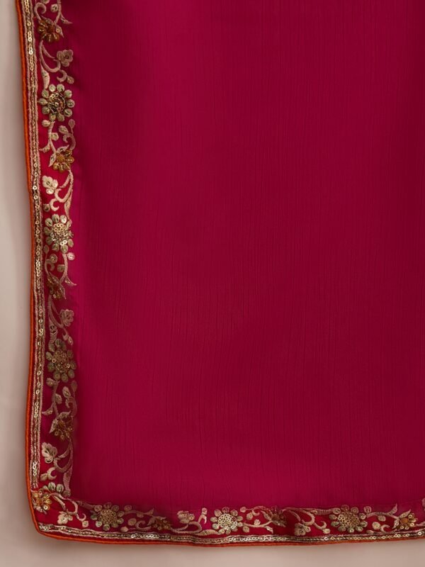 Elegant Pink Embroidered Flared Top Kurta Palazzo Set with Round Neck & Regular Sleeves