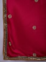 Yellow Embroidered Kurta Palazzo Set with Round Neck Flared Chinon Top & Dupatta