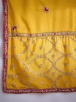 Yellow Embroidered Straight Kurta Palazzo Set with Dupatta – Chinon
