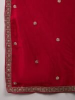 Maroon Embroidered Flared Kurta Patiala Set with Dupatta – Vichitra Silk