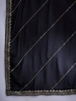Black Embroidered Anarkali Gown Dress with Dupatta – Faux Georgette