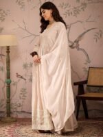 Peach Embroidered Anarkali Kurta Lehenga Set with Dupatta