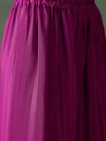 Purple Chinon Embroidered Flared Kurta Palazzo Set with Dupatta