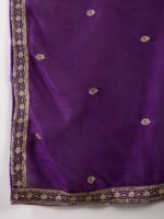 Purple Embroidered Vichitra Silk Kurta Palazzo Set with Dupatta