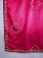 Pink Embroidered Chinon Flared Kurta Palazzo Set with Dupatta