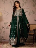 Green Embroidered Anarkali Kurta Lehenga Set with Dupatta