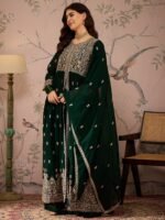 Green Embroidered Anarkali Kurta Lehenga Set with Dupatta