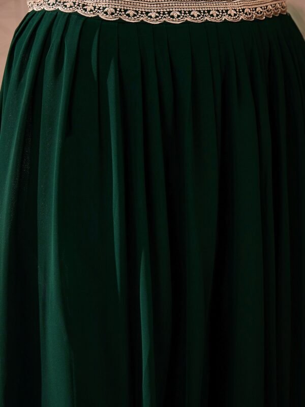 Green Embroidered Anarkali Kurta Lehenga Set with Dupatta