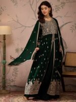 Green Embroidered Anarkali Kurta Lehenga Set with Dupatta