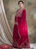 Pink Embroidered Anarkali Kurta Lehenga Set with Dupatta