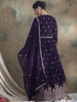 Purple Embroidered Anarkali Kurta Lehenga Set with Dupatta