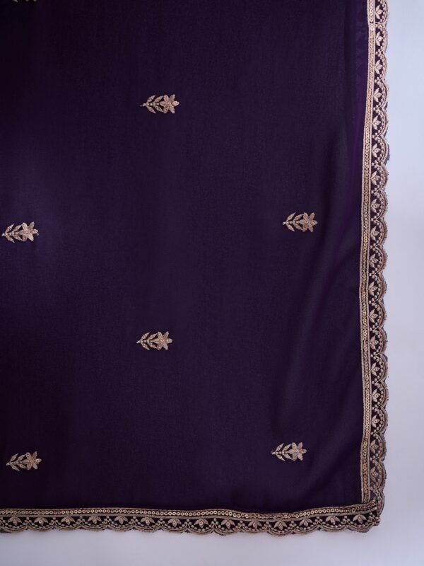 Purple Embroidered Anarkali Kurta Lehenga Set with Dupatta