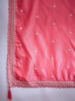 Light Pink Embroidered Vichitra Silk Kurta Palazzo Set with Dupatta