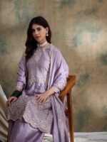 Light Purple Embroidered Chinon Kurta Palazzo Set with Dupatta