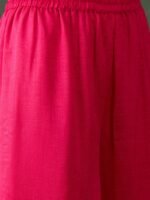 Pink Embroidered Vichitra Silk Straight Kurta Palazzo Set