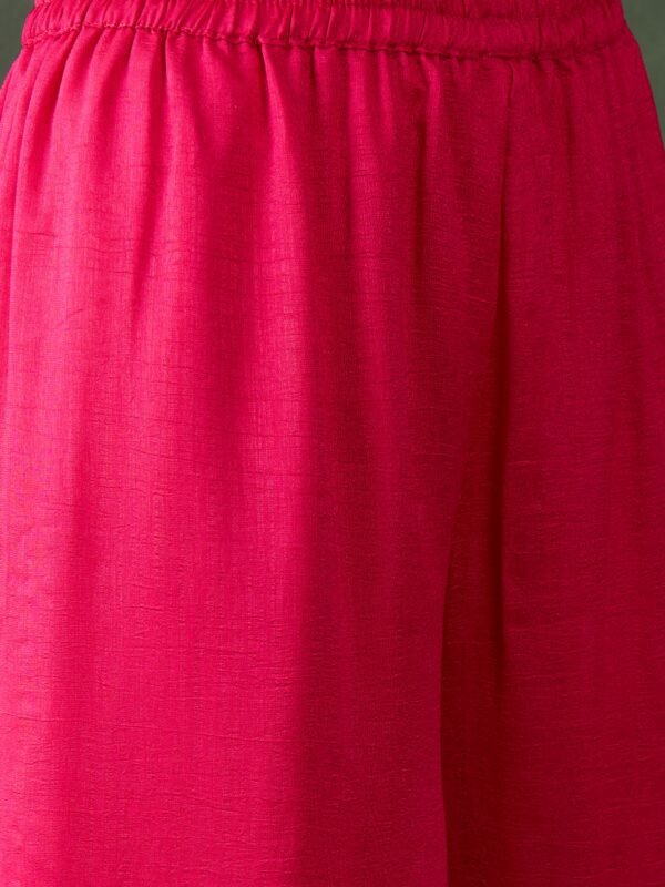 Pink Embroidered Vichitra Silk Straight Kurta Palazzo Set
