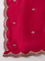 Pink Embroidered Vichitra Silk Straight Kurta Palazzo Set