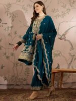 Rama Embroidered Vichitra Silk Straight Kurta Palazzo Set