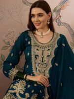 Rama Embroidered Vichitra Silk Straight Kurta Palazzo Set