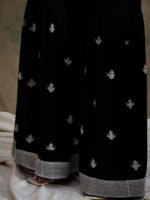 Black Embroidered Faux Georgette Kurta Sharara Set with Dupatta