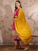 Pink Embroidered Chinon Kurta Palazzo Set with Dupatta – Stitched