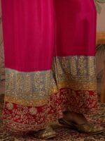 Pink Embroidered Chinon Kurta Palazzo Set with Dupatta – Stitched