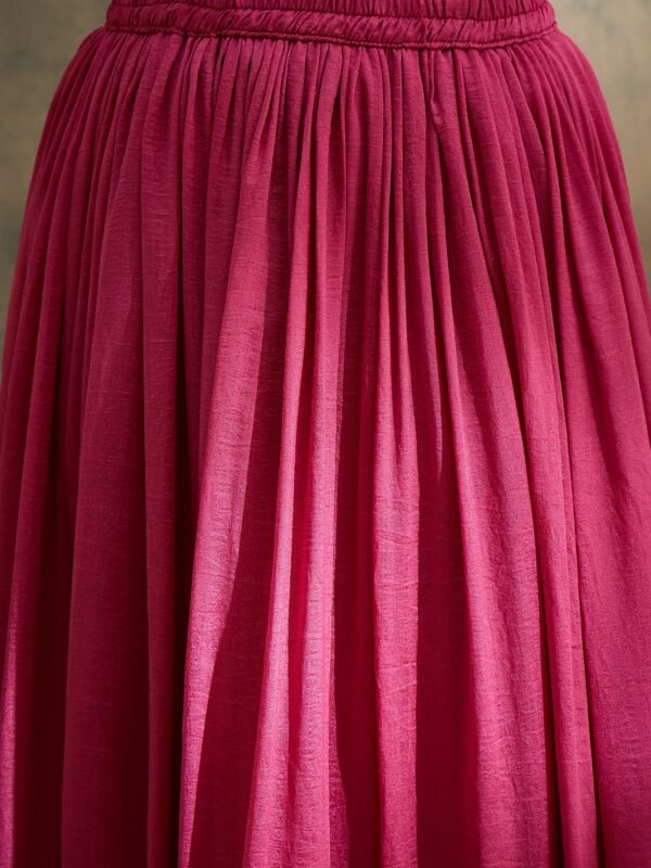Pink Vichitra Silk Anarkali Gown with Lehenga & Embroidered Dupatta