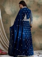 Rama Vichitra Silk Anarkali Gown with Lehenga & Embroidered Dupatta