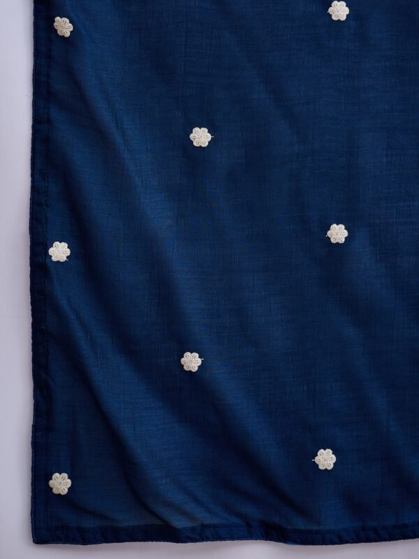 Rama Vichitra Silk Anarkali Gown with Lehenga & Embroidered Dupatta