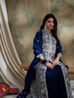 Rama Vichitra Silk Anarkali Gown with Lehenga & Embroidered Dupatta
