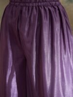 Purple Chinon Anarkali Kurta with Palazzo & Embroidered Dupatta