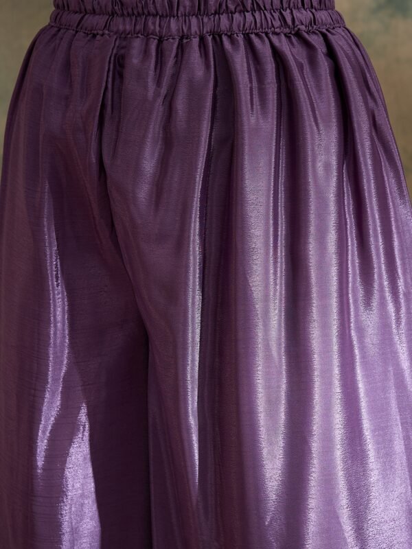 Purple Chinon Anarkali Kurta with Palazzo & Embroidered Dupatta