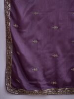 Purple Chinon Anarkali Kurta with Palazzo & Embroidered Dupatta