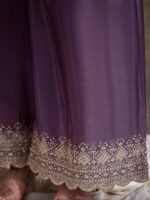 Purple Chinon Anarkali Kurta with Palazzo & Embroidered Dupatta