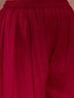 Dark Pink Vichitra Silk Kurta Palazzo Set with Embroidered Dupatta