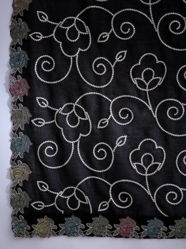Black Vichitra Silk Kurta Palazzo Set with Embroidered Dupatta