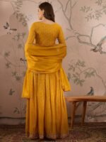 Yellow Embroidered Straight Choli Lehenga Set with Dupatta