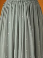 Grey Faux Georgette Lehenga with Kurta & Lace Dupatta