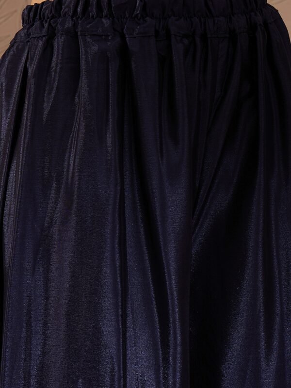 Blue Embroidered Chinon Straight Kurta Palazzo Set with Dupatta