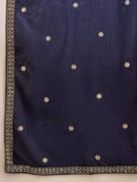 Blue Embroidered Chinon Straight Kurta Palazzo Set with Dupatta