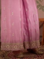 Light Pink Chinon Anarkali Kurta Palazzo Set with Embroidered Dupatta