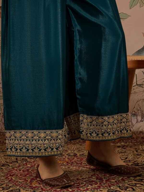 Yellow Chinon Anarkali Kurta Palazzo Set with Embroidered Dupatta
