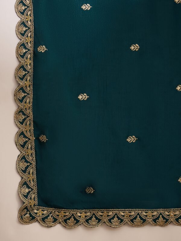 Yellow Chinon Anarkali Kurta Palazzo Set with Embroidered Dupatta