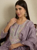 Purple Chinon Anarkali Gown with Embroidered Dupatta – Full Length
