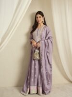 Purple Chinon Anarkali Gown with Embroidered Dupatta – Full Length