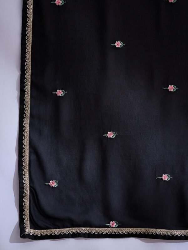 Black Anarkali Gown with Jacket and Embroidered Dupatta – Full Length