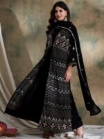 Black Anarkali Gown with Jacket and Embroidered Dupatta – Full Length