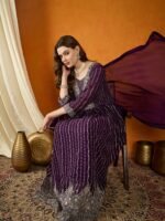 Purple Faux Georgette Embroidered Anarkali Gown with Dupatta