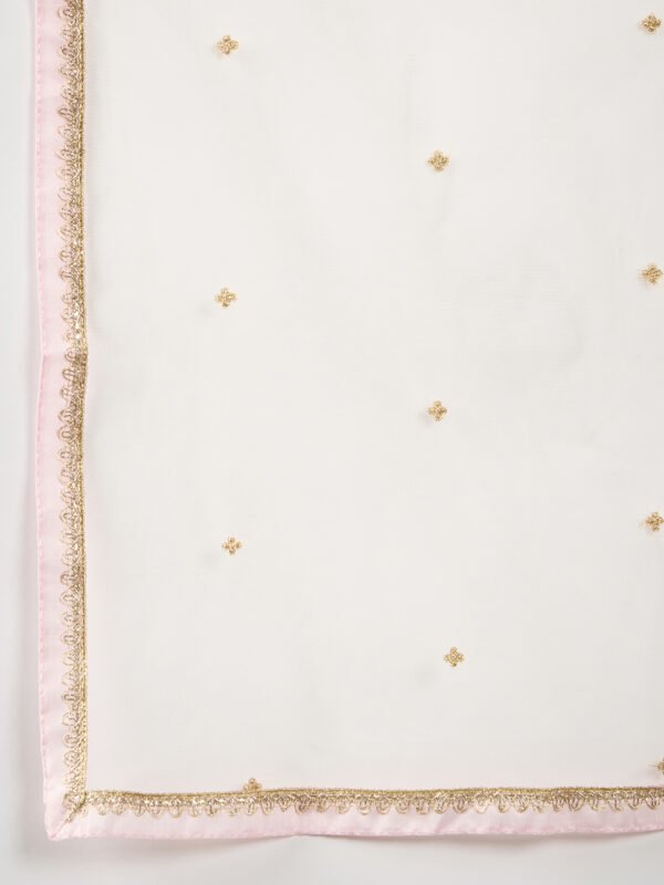 Pink Chinon Straight Kurta Palazzo Set with Dupatta & Embroidery